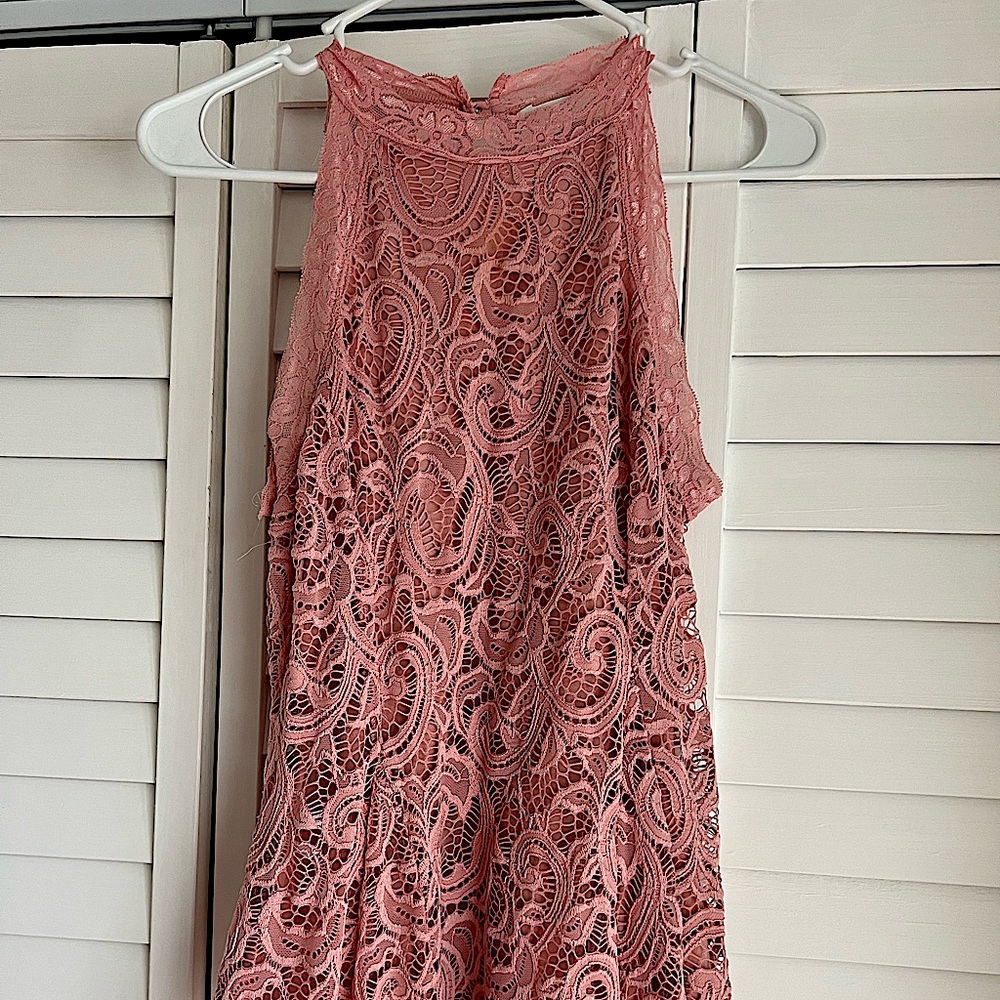 Love Fast Live Hard Dusty Pink Lace Sleeveless Top